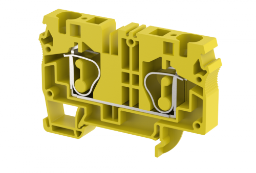 Клемма проходная пружинная 10 мм2, на 2 подключения, желтая SQ10-YELLOW | код 2105010004 | Elmex