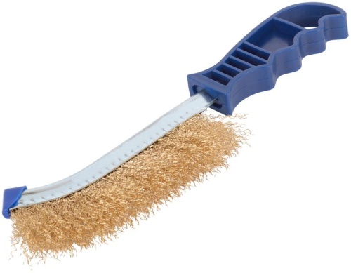 Щетка зачистная, латунированная витая проволока 0,3 мм, пластиковая ручка, 250 мм, блистер, Profi | код 82-923 | FIT фото 2