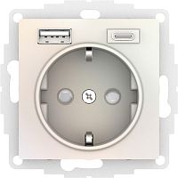 ATLASDESIGN РОЗЕТКА 16А c 2 USB A+C, 5В/2,4А/3,0А, 2х5В/1,5А, механизм, ЖЕМЧУГ | код ATN000432 | Systeme Electric