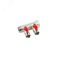 Коллектор 3/4 с красными шаровыми кранами, 3/4НР под евроконус, 3/4 - 2xEK14,16,18,20 | код VB050502-ROOD | Henco