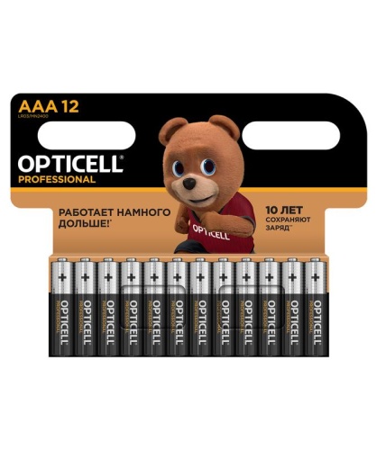 Элемент питания алкалиновый AAA/LR03 (блист. 12шт) Professional | код 5052006 | Opticell