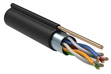 ITK Витая пара F/UTP кат.5E 4х2х24AWG solid LDPE с металлическим тросом 1,2мм черный (305м) | код LC3-C5E04-359 | IEK