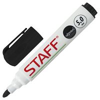 Маркер для доски STAFF, ЧЕРНЫЙ, с клипом, круглый наконечник 5 мм, 151491 | код 151491 | STAFF