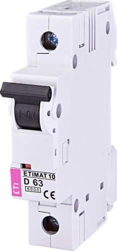 Автоматический выключатель ETIMAT 10 1p D 63А (6 kA) | код 002151722 | ETI