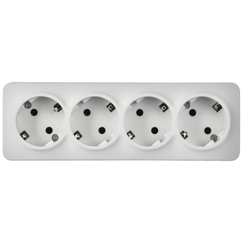 GLORY Розетка 4-местная для открытой установки с заземлением без защитных шторок 16А РС24-3-ХБм белый матовый IEK | код ERH41-K01M-16 | IEK фото 2