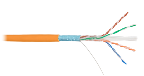 Кабель NIKOLAN F/UTP 4 пары, Кат.6 (Класс E), 250МГц, одножильный, BC (чистая медь), 23AWG (0,57мм), внутренний, LSZH нг(А)-HFLTx, оранжевый, 305м | код NKL 9240C-OR | NIKOLAN