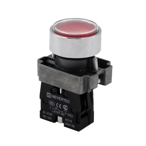 Кнопка плоская красная, 1NС, IP67, металл MTB2-BAF42 | код 132650| MEYERTEC