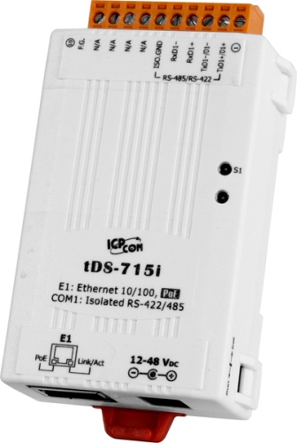 tDS-715i CR Tiny Device Server with PoE and 1 Isolated RS-422/485 Port (RoHS) | код 00-06103993 | ICP DAS