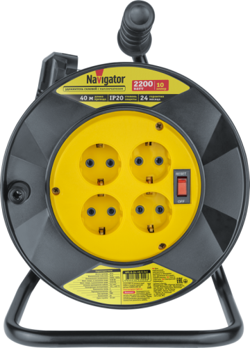 Удлинитель на катушке 4х40м с заземл. 93 909 NPE-R-04-40-E-3х1 | код 93909 | NAVIGATOR