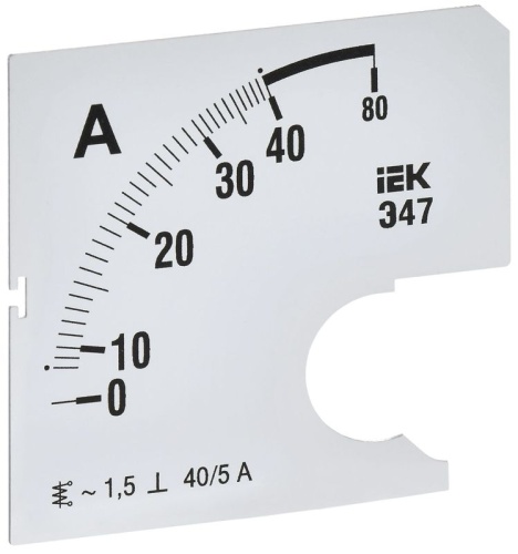 Шкала сменная для амперметра Э47 40/5А класс точности 1,5 72х72мм | код IPA10D-SC-0040 | IEK