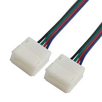 Коннектор соединительный (2 разъема) для RGB светодиодных лент с влагозащитой шириной 10 мм, длина 15 см LAMPER | код 144-026 | LAMPER