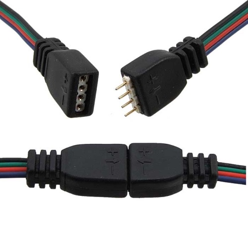 Сборка негерметичная для светодиодных лент RUICHI, LED 4P, цвет чёрный, длина 0,3 м | код 90308 | Ruichi