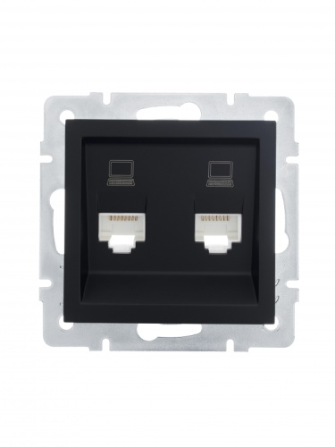 Розетка компьютерная двойная чёрный бархат (10шт/120шт) VESNA | код 742-4288-141 | Lezard