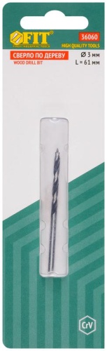 Сверло по дереву, CrV Профи 3 мм | код 36060 | FIT фото 3 Сверло по дереву, CrV Профи 3 мм | код 36060 | FIT фото 3
