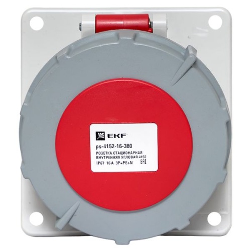 Розетка стационарная внутренняя угловая 4152 3Р+РЕ+N 16А 380В IP67 PROxima | код ps-4152-16-380 | EKF фото 3