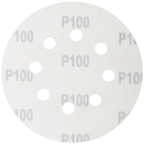 Круги шлифовальные с отверстиями (липучка), алюминий-оксидные, 125 мм, 5 шт Р 100 | код 39835М | FIT
