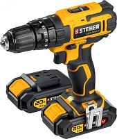 Дрель-шуруповерт ударная 20 В, 40 Нм, 2 АКБ (2 Ач), кейс | код CDS-200-2 | Steher