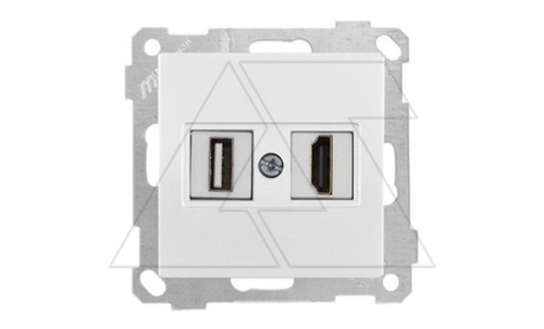 21 - Розетка HDMI + USB Type A, для передачи данных, белая | код 2100-459-0101 | Mutlusan