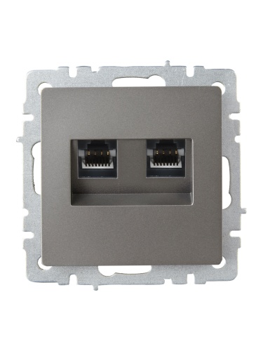 BRITE Розетка двойная RJ11+RJ45 кат.5E РК/Т12-БрС сталь | код BR-KT20-O-1-K46 | IEK фото 4
