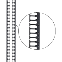 Кабельная гребенка 48U с пальцами глубиной 169 мм, для шкафов LANMASTER DCS шириной 800 мм, 2 шт. в компл., черная | код LAN-DC-CB-48Ux8-PF/L | LANMASTER