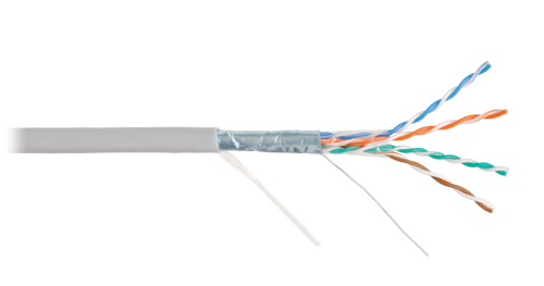 Кабель NIKOLAN F/UTP 4 пары, Кат.5e (Класс D), тест по ISO/IEC, 100МГц, одножильный, BC (чистая медь), 24AWG (0,49мм), внутренний, PVC нг(А), серый, 305м - гарантия: 1 год | код NKL 2200A-GY | NIKOLAN