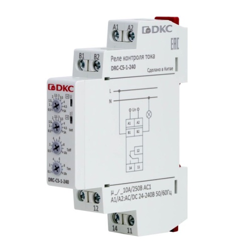 Реле контроля тока тип DRC 0.5-5А конфигурация контакта 1CO 24-240 АC/DC DКC DRC-C5-1-240 фото 2