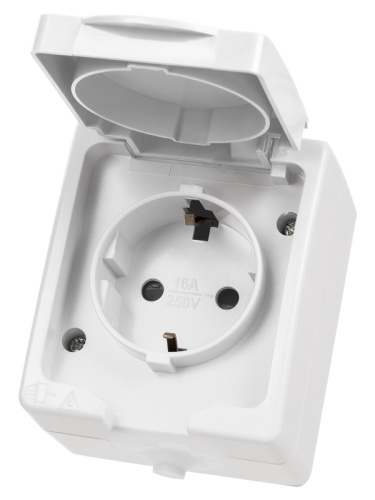 Розетка 2П+З открытой установки IP54 16А белая Вуокса TDM | код SQ1803-1007 | TDM
