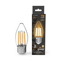 Лампа светодиодная филаментная Black Filament 7Вт свеча 2700К тепл. бел. E27 550лм | код 103802107 | GAUSS
