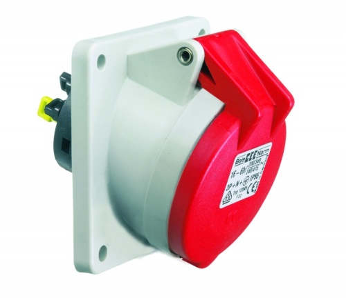 Розетка наклонная 16A, 5р(3P+N+PE), 6h, 400V, IP44, Bals фланец 85х85 12757 | код 12757 | Bals