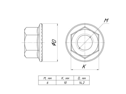 Гайка с фланцем М6 DIN 6923 | код gflm6 | EKF фото 3