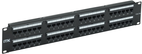 ITK 2U патч-панель кат.5E UTP 48 портов (Dual IDC) слайд лейбл | код PP48-2UC5EU-D05L | IEK