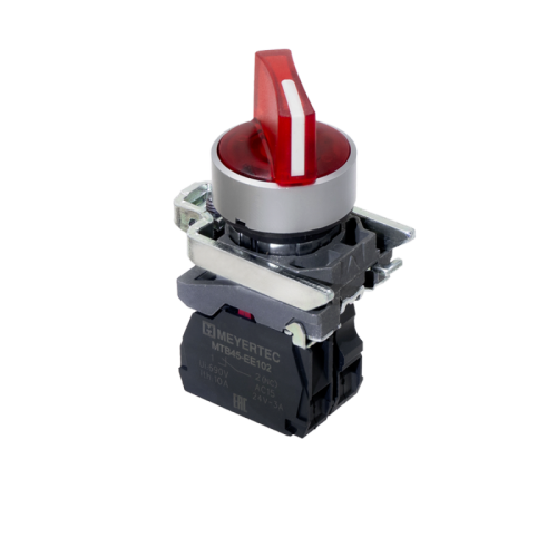Переключатель на 3 положения с фиксацией и подсветкой, красный, 1NС, 220V AC/DC, IP65, металл MTB4-BK34723 | код 137181 | MEYERTEC