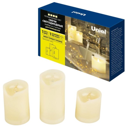 Фигура ULD-F060 WARM WHITE CANDLE SET3 "Свеча" на батарейках CR2032 (в/к) 1 LED тепл. свет (уп.3шт) Uniel UL-00008593 Фигура ULD-F060 WARM WHITE CANDLE SET3 "Свеча" на батарейках CR2032 (в/к) 1 LED тепл. свет (уп.3шт) Uniel UL-00008593