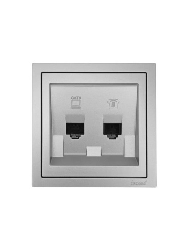 ZIMA Розетка компьютер+телефон серый матовый с модулем Cat 6 LEZARD | код 704-7488-144 | LEZARD фото 3