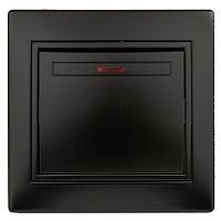 Выключатель Intro Plano 1-102-05 одноклавишный с подсветкой, 10А-250В, IP20, СУ, антрацит | код Б0053734 | ЭРА