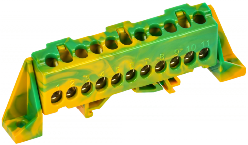 TEKFOR Шина PE земля в комб. изол. Стойка 6х9-11-ЖЗ IEK | код TF-NN10-11-DP-K52 | IEK