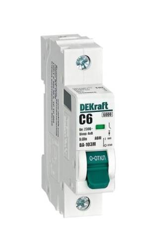 Выключатель автоматический модульный 1п C 6А 6кА ВА-103M без теплозащиты | код. 12500DEK | DEKraft Выключатель автоматический модульный 1п C 6А 6кА ВА-103M без теплозащиты | код. 12500DEK | DEKraft