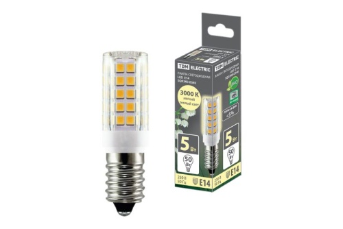 Лампа светодиодная Е14-5 Вт-230 В-3000 К, SMD, 16x54 мм TDM | код SQ0340-0340 | TDM