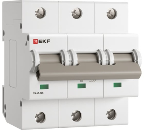 Автоматический выключатель ВА 47-125 3P 10А (D) 15кА PROXIMA EKF | код mcb47125-3-10D | EKF