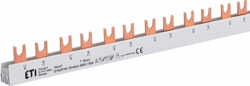 Шина питания IZ 16/2F/44 (18+9) (16мм2, 2P, 0.99м, Fork., 44mod.) | код 002921233 | ETI