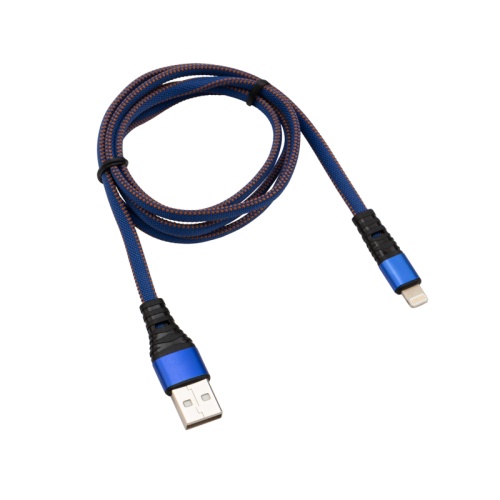 Кабель REXANT USB-Lightning 2.4 A, 1 м, синяя нейлоновая оплетка | код 18-7053 | REXANT