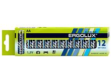 Батарейка щелочная Ergolux Alkaline BP12 LR6 (LR6 BP-12, пальчиковая батарейка АА 1.5В) | код 11749 | ERGOLUX