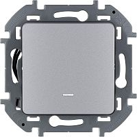 Переключатель одноклавишный с подсветкой/индикацией INSPIRIA 10 AX 250 В~ алюминий | код 673662 | Legrand