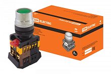Кнопка ABLF-22 зеленый d22мм неон/230В 1з+1р TDM | код SQ0704-0002 | TDM