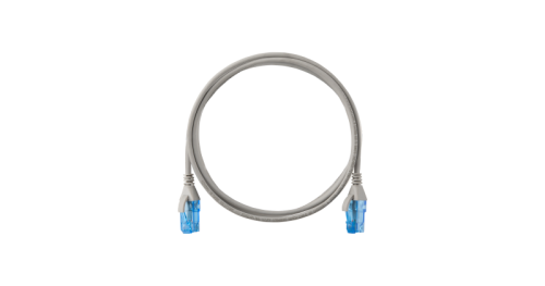 Коммутационный шнур NIKOMAX Slim Line U/UTP 4 пары, Кат.6 (Класс E), 250МГц, 2хRJ45/8P8C, T568B, заливной, с защитой защелки, многожильный, BC (чистая медь), 28AWG (7х0,127мм), LSZH нг(А)-HFLTx, серый, 0,5м | код NMC-PC4UE55B-005-SL-C-GY |