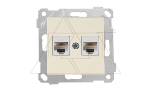 Rita - Розетка 2хRJ-45 кат. 5e UTP, сл.кость | код 2200-138-0102 | Mutlusan