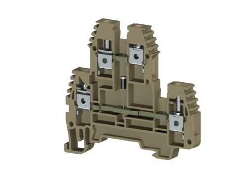319 220, Клеммник 2-х ярусный 4мм.кв., с диодом, (бежевый), PIK4ND-B | код 0.0.0.3.19220 | KLEMSAN