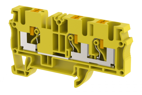 Клемма проходная PUSH-IN 6 мм2, на 3 подключения, желтая PQ6-1X2-YELLOW | код 3104050004 | Elmex