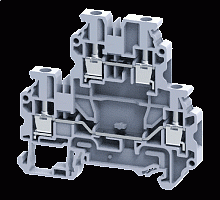 Клемма двухъярусная CYDL4 /6x70,5mm, винтовая, 4 присоед., 4(max 6)mm2, 32A, 800V, серая | код CYDL4 | Connectwell
