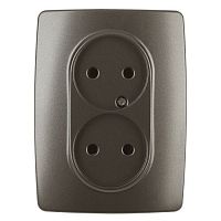 Розетка 2X2P, 16A-250В, Эра12, бронза, 12-2107-13 | код Б0031245 | ЭРА